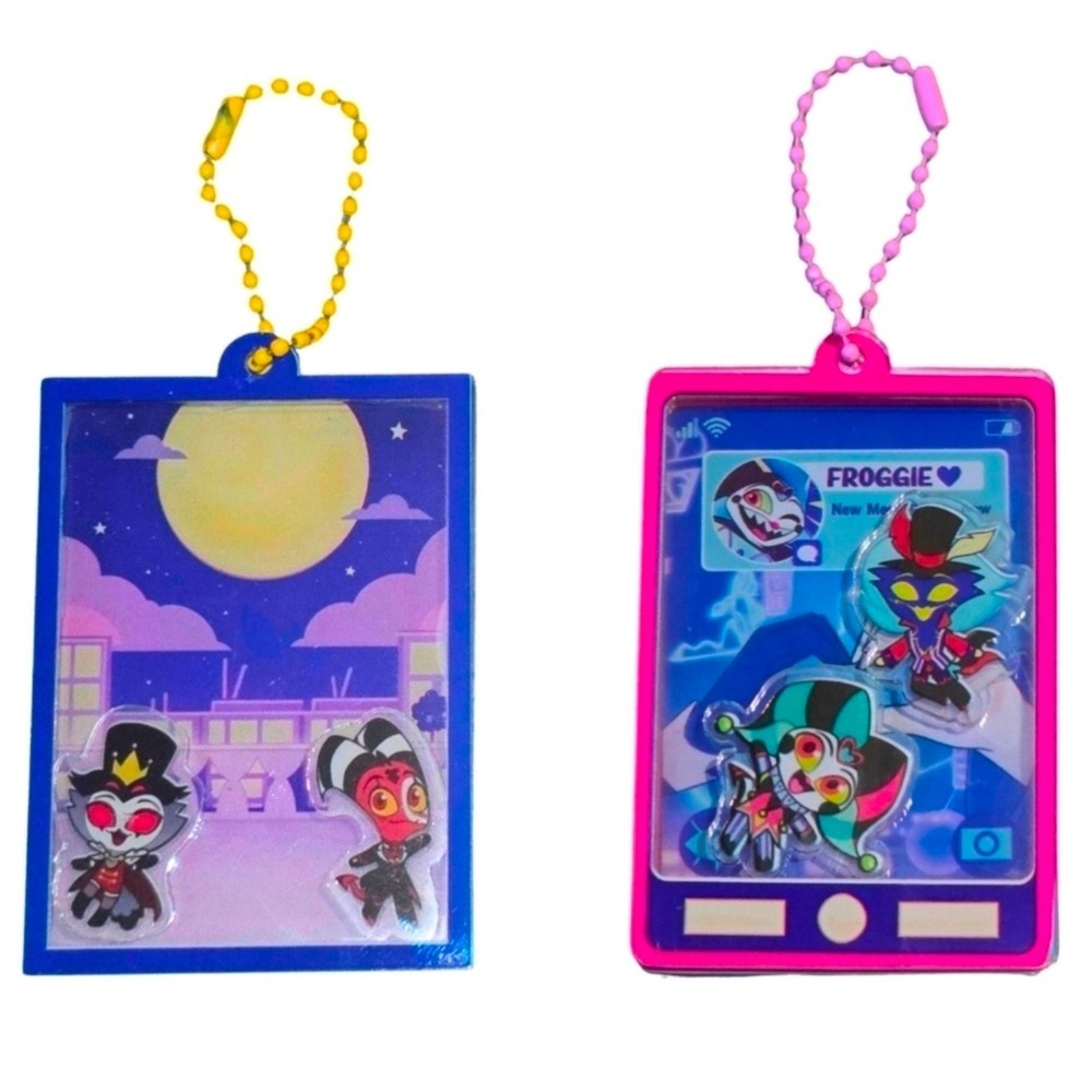 SET of 2 Shaker Charm Keychains Helluva Boss Fizzarolli & Ozzie + Blitz & Stolas